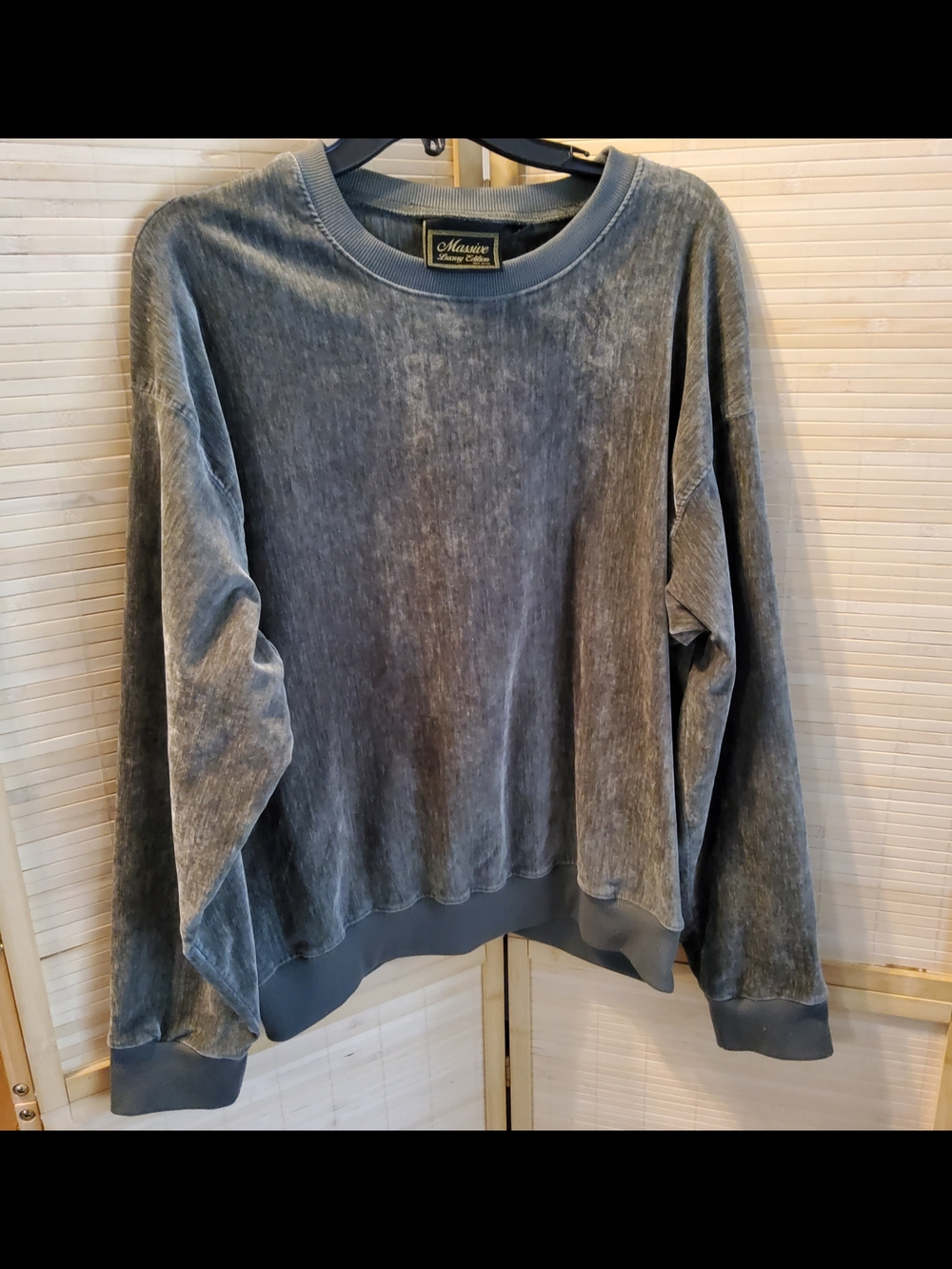 Massive Luxury Edition Velour-Feel Pullover Sweatshirt M Green  Soft Streetwear